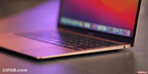 A Close Up Of A Laptop With A Purple Background That Says Thinkfiles On The Bottom GIF