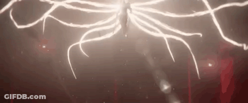 A Close Up Of A Lightning Bolt In A Dark Room . GIF