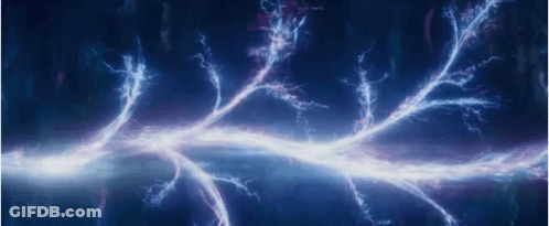 A Close Up Of A Lightning Bolt On A Dark Background GIF
