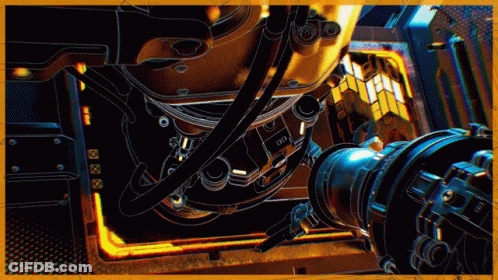 A Close Up Of A Machine With A Yellow Border GIF