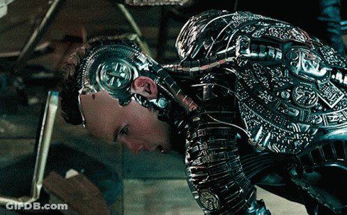 A Close Up Of A Man In A Robotic Suit With A Watermark That Says ' Fourteenth ' GIF