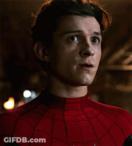 A Close Up Of A Man In A Spider-Man Suit With His Mouth Open . GIF