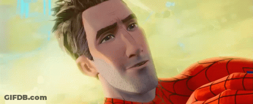 A Close Up Of A Man In A Spiderman Costume With A Beard . GIF