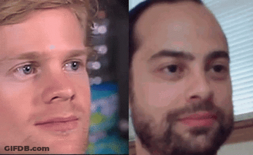 A Close Up Of A Man 'S Face And A Close Up Of A Man 'S Face With A Beard GIF