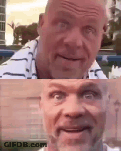 A Close Up Of A Man 'S Face And A Close Up Of Another Man 'S Face . GIF