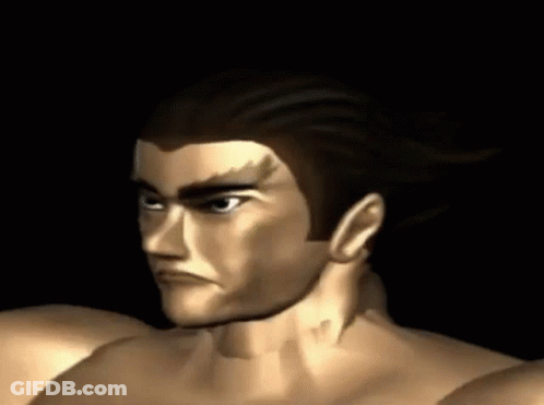 A Close Up Of A Man 'S Face And Neck In A Video Game . GIF