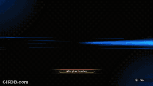 A Close Up Of A Man 'S Face In A Video Game With A Skip Button GIF