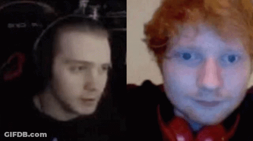A Close Up Of A Man 'S Face Next To A Close Up Of A Man 'S Face With Red Hair . GIF