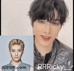A Close Up Of A Man 'S Face Next To Another Man 'S Face With The Name Ricky On It . GIF