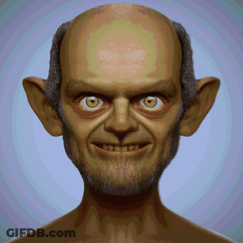 A Close Up Of A Man 'S Face With A Beard And Big Ears GIF