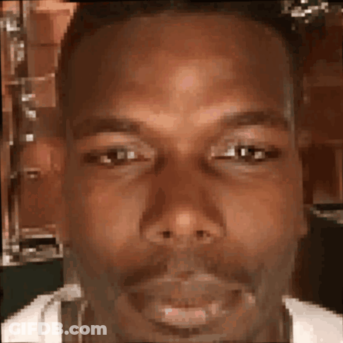A Close Up Of A Man 'S Face With A Beard Looking At The Camera . GIF