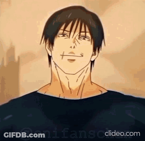 A Close Up Of A Man 'S Face With A Black Shirt On And A Smile On His Face . GIF