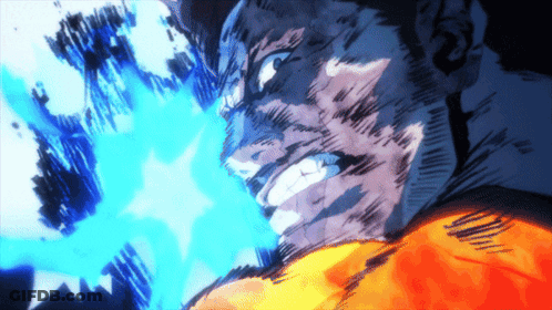 A Close Up Of A Man 'S Face With A Blue Light Behind Him GIF
