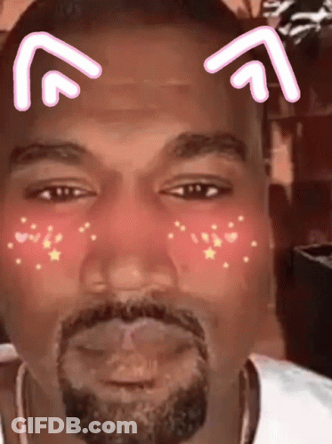 A Close Up Of A Man 'S Face With A Cat Ear On It GIF