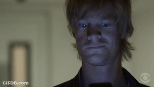 A Close Up Of A Man 'S Face With A Cbs Logo On The Bottom Right GIF
