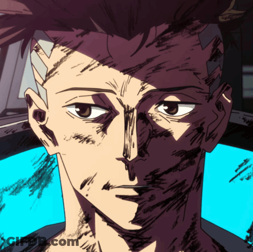 A Close Up Of A Man 'S Face With A Few Spots Of Paint On It GIF