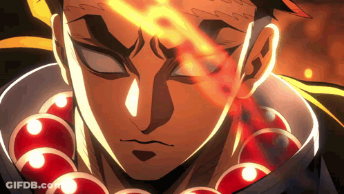 A Close Up Of A Man 'S Face With A Glowing Light Coming Out Of His Eyes GIF