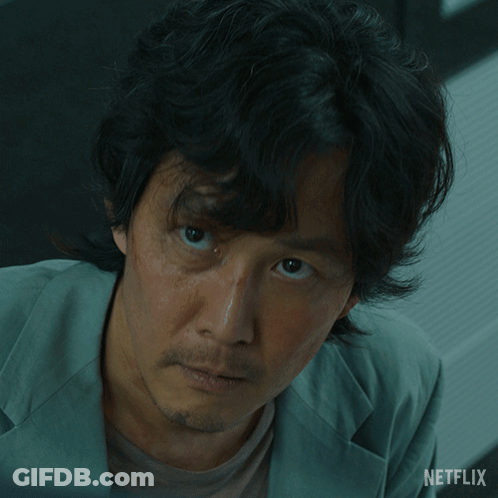 A Close Up Of A Man 'S Face With A Netflix Logo On The Bottom GIF