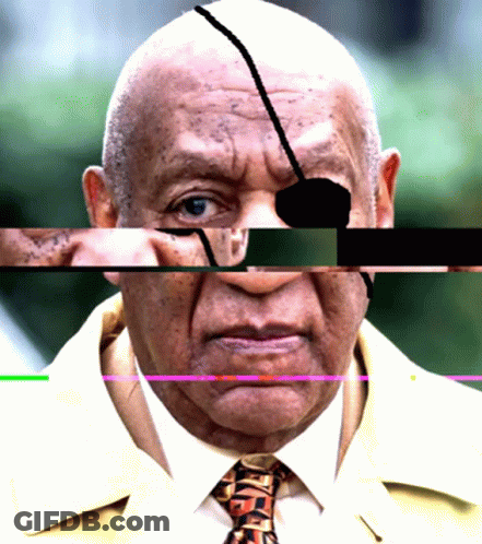 A Close Up Of A Man 'S Face With A Purple And Green Stripe GIF
