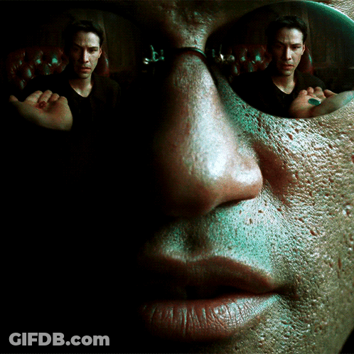A Close Up Of A Man 'S Face With A Reflection Of Another Man GIF