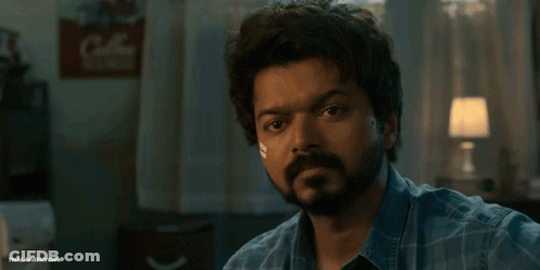 A Close Up Of A Man 'S Face With A Watermark That Says Thalapathyoff GIF