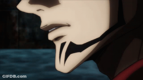 A Close Up Of A Man 'S Face With Black Lines On His Neck GIF