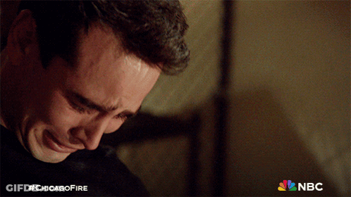 A Close Up Of A Man 'S Face With #Chicagofire On The Bottom GIF