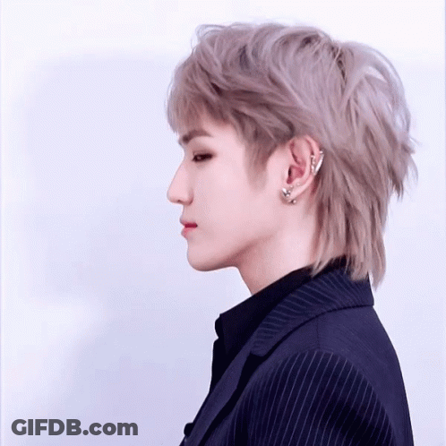 A Close Up Of A Man 'S Face With Earrings On His Ear GIF