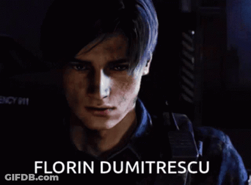 A Close Up Of A Man 'S Face With Florin Dumitru Written Below It GIF