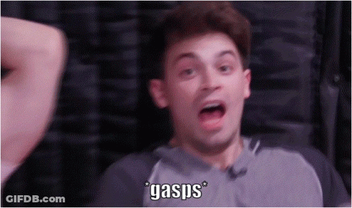 A Close Up Of A Man 'S Face With Gasps Written On The Bottom Right GIF