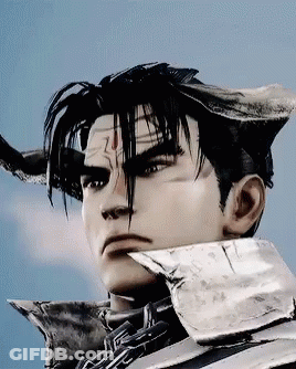 A Close Up Of A Man 'S Face With Horns On It GIF