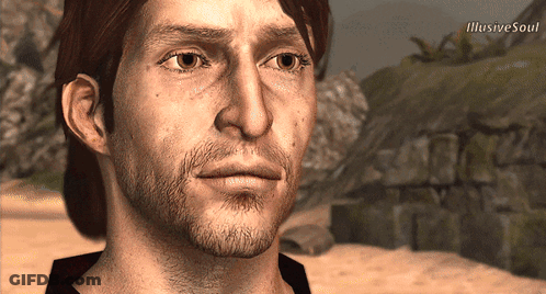 A Close Up Of A Man 'S Face With Illusive Soul Written Below It GIF