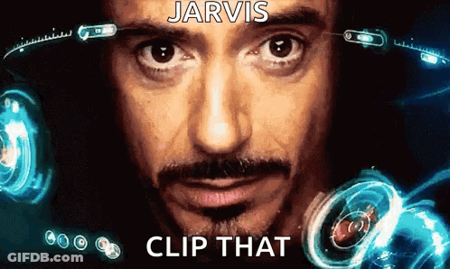 A Close Up Of A Man 'S Face With Jarvis Clip That Written Below Him GIF