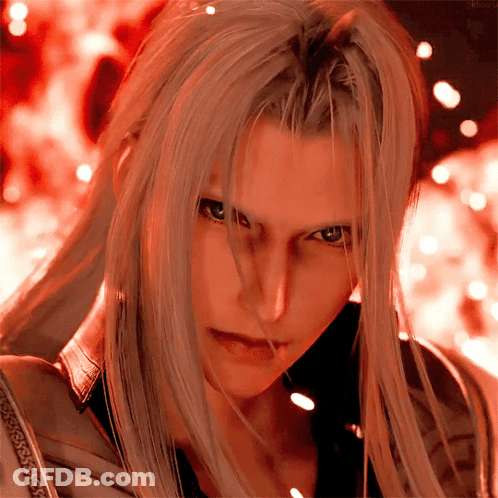 A Close Up Of A Man 'S Face With Long White Hair GIF