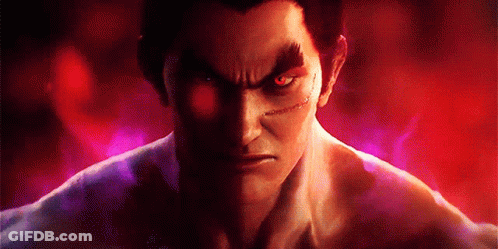 A Close Up Of A Man 'S Face With Red Eyes In A Video Game . GIF
