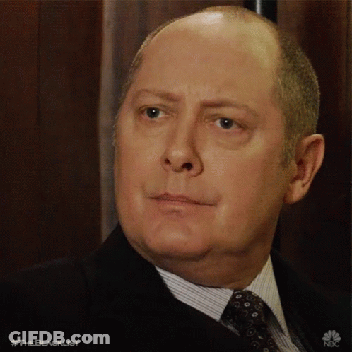 A Close Up Of A Man 'S Face With The Blacklist Written On The Bottom GIF