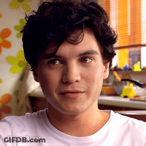 A Close Up Of A Man 'S Face With The Hashtag #Speedracer Visible GIF
