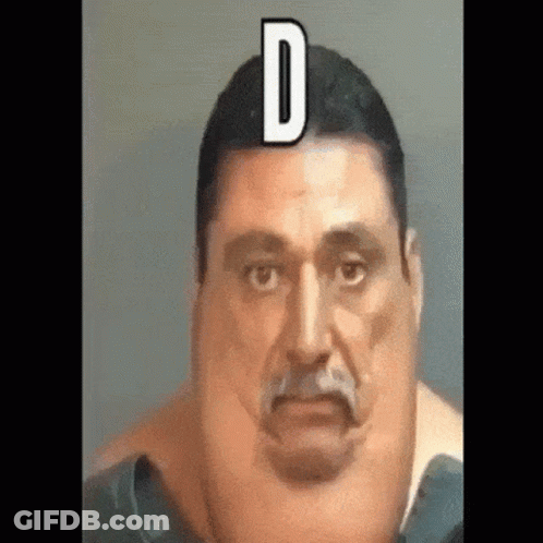 A Close Up Of A Man 'S Face With The Letter D On His Head . GIF