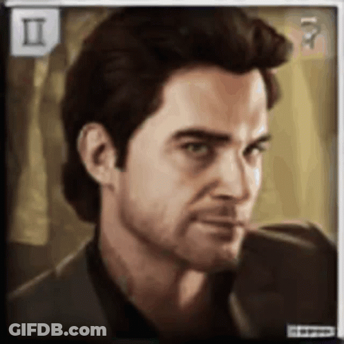 A Close Up Of A Man 'S Face With The Letter Ii In The Background GIF