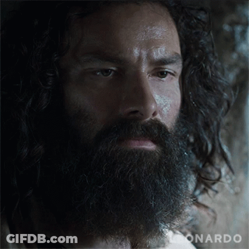 A Close Up Of A Man 'S Face With The Name Leonardo On The Bottom Right GIF