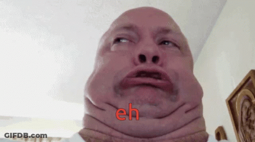 A Close Up Of A Man 'S Face With The Word Eh Written In Red GIF
