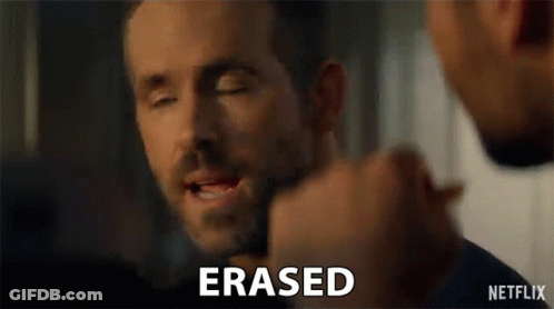 A Close Up Of A Man 'S Face With The Word Erased In Front Of Him . GIF