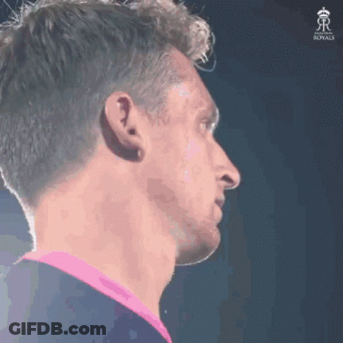 A Close Up Of A Man 'S Face With The Word Royals On The Bottom Right GIF