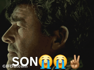 A Close Up Of A Man 'S Face With The Word Son On It GIF