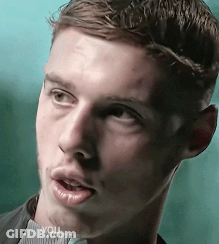A Close Up Of A Man 'S Face With The Word You On The Bottom Right GIF