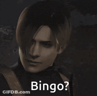 A Close Up Of A Man 'S Face With The Words Bingo On The Bottom Right GIF
