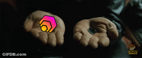 A Close Up Of A Man 'S Face With The Words Crypto Munch On The Bottom Left GIF