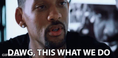 A Close Up Of A Man 'S Face With The Words Dawg This What We Do Below Him GIF