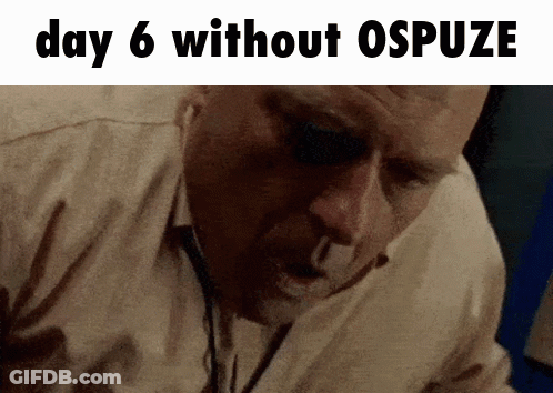 A Close Up Of A Man 'S Face With The Words Day 6 Without Ospuze Below It GIF