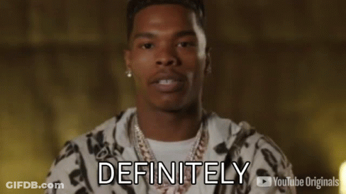 A Close Up Of A Man 'S Face With The Words `` Definitely '' Written On His Face . GIF